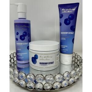 Bath & Body Works Wellness Blueberry Extract 3 Pc Set Lotion Scrub Hair Mask